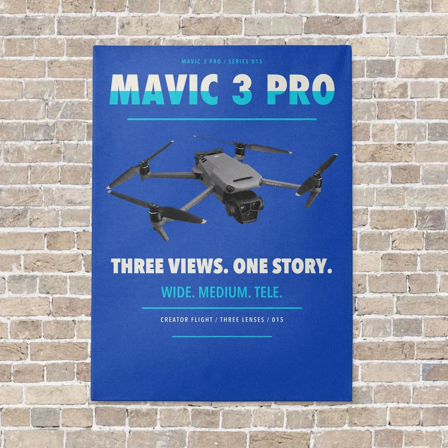 DJI Mavic 3 Pro vertical canvas print - no frame - blue background