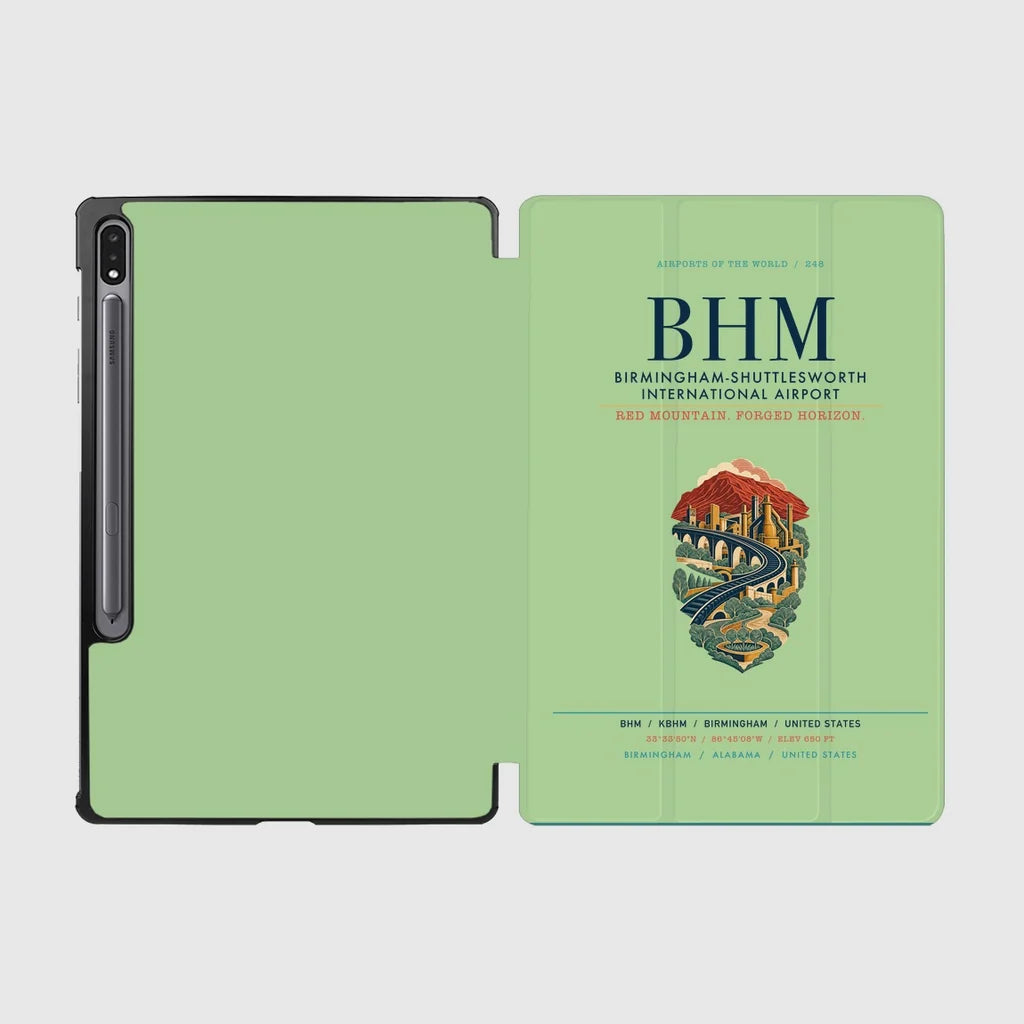 Birmingham-Shuttlesworth International Airport (BHM) design on light green samsung tablet tablet case