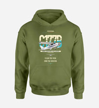 Thumbnail for Cessna 177B Cardinal design on green army double-side hoodie, single-side print