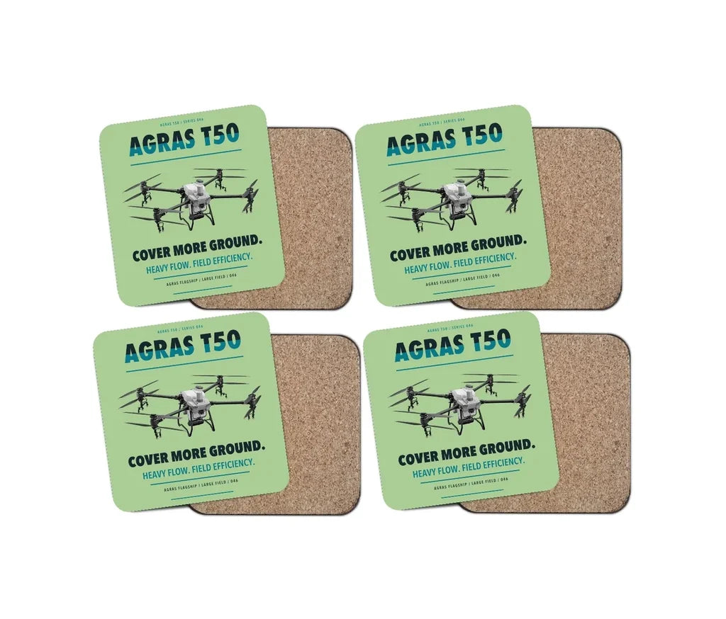 DJI Agras T50 design on light green 4 pieces set coaster