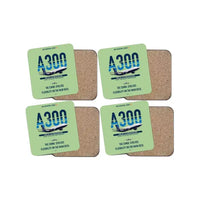 Thumbnail for Airbus A300C4-600 design on light green 4 pieces set coaster