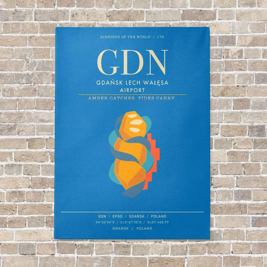 Gdansk Lech Waesa Airport GDN - Canvas Framed - Turquoise