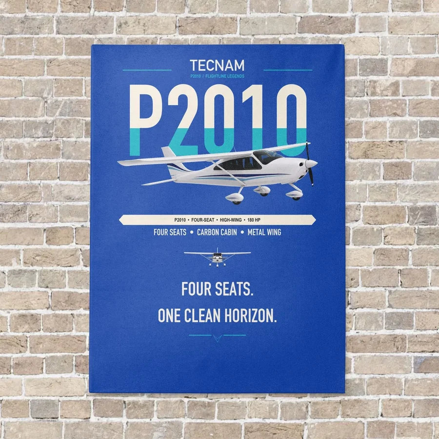 Tecnam P2010 vertical canvas print - no frame - blue background