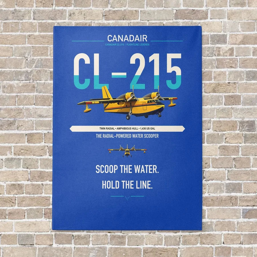 Canadair CL-215 vertical canvas print - no frame - blue background