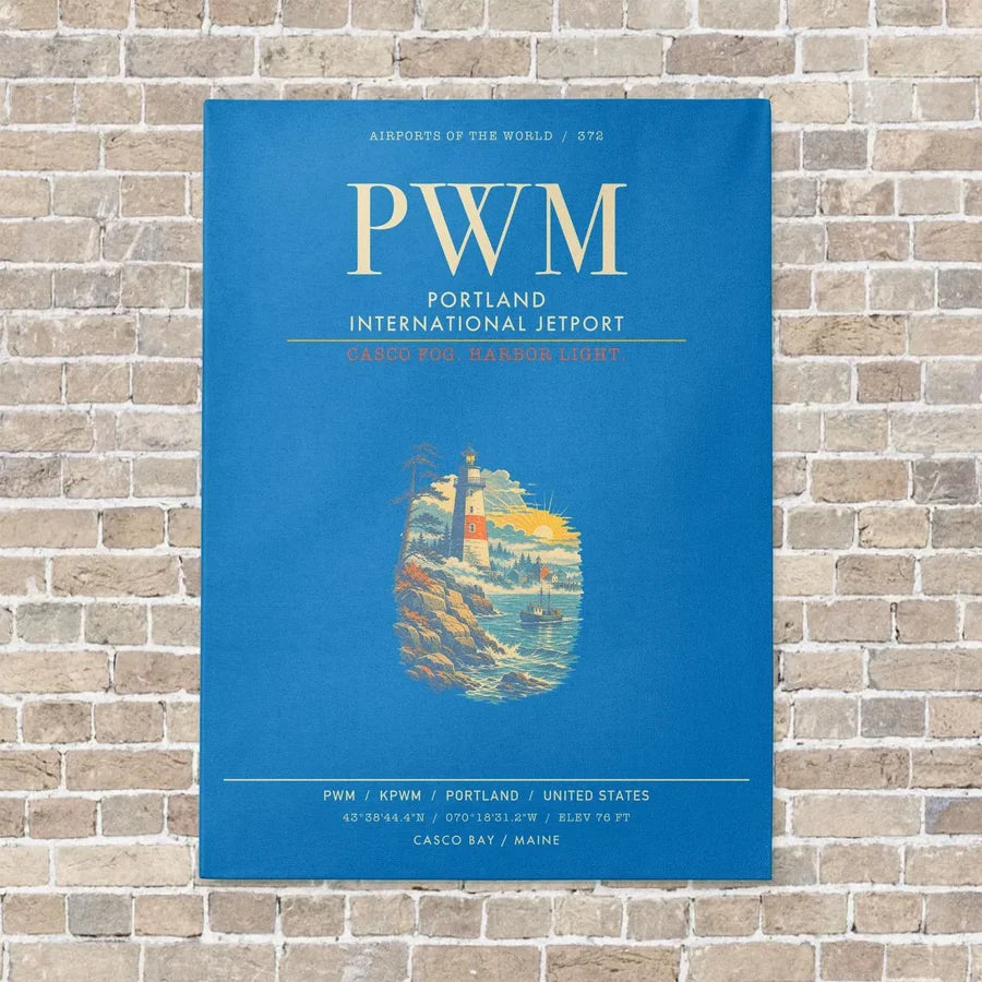 Portland International Jetport PWM - Canvas Framed - Turquoise