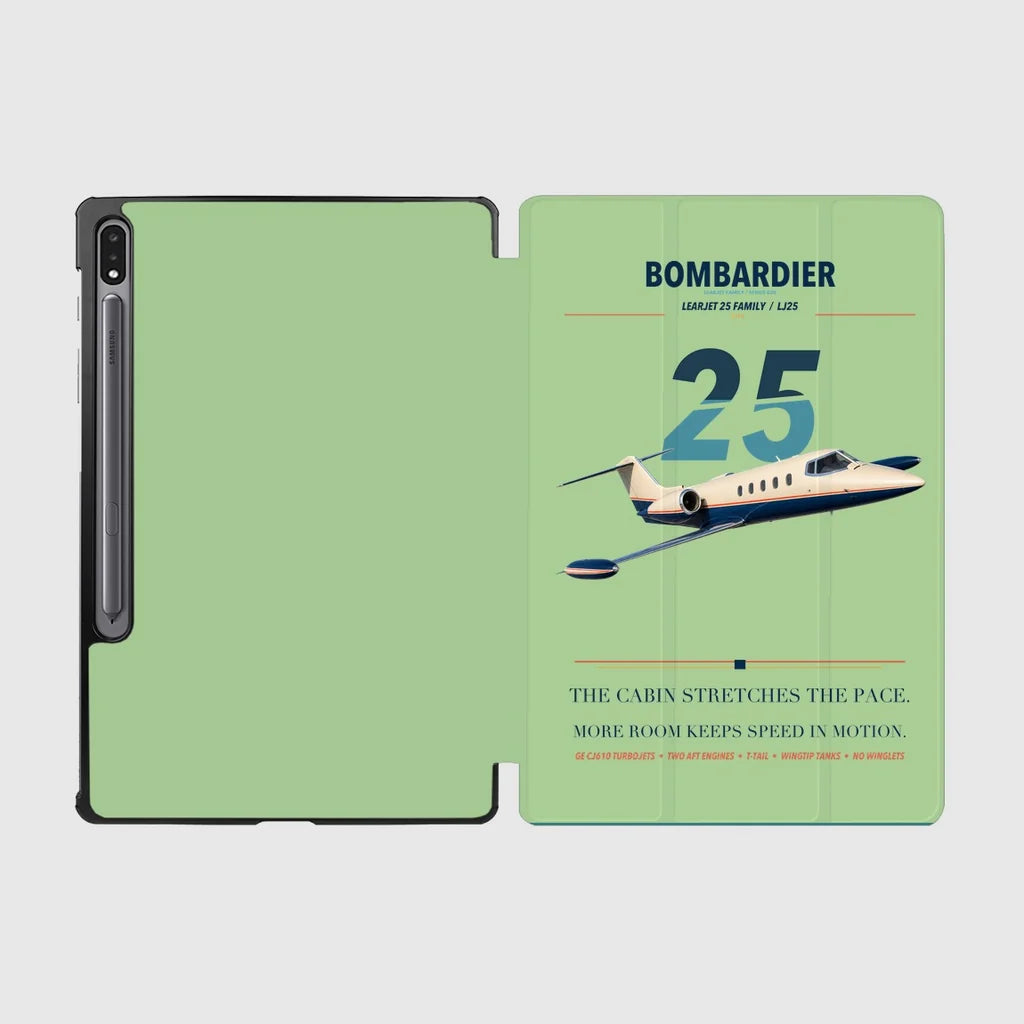 Bombardier Learjet 25 design on light green samsung tablet tablet case