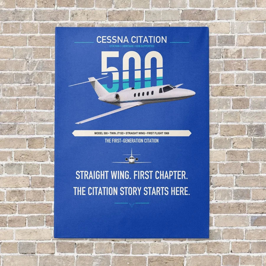 Cessna Citation 500 - Citation I vertical canvas print - no frame - blue background