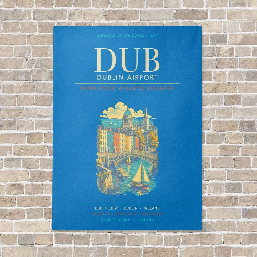 Dublin Airport DUB - Canvas Framed - Turquoise