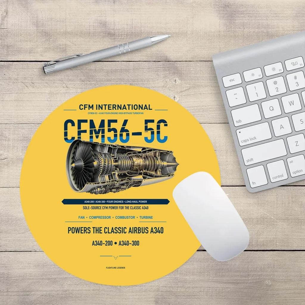 CFM56-5C design on yellow round mouse pad