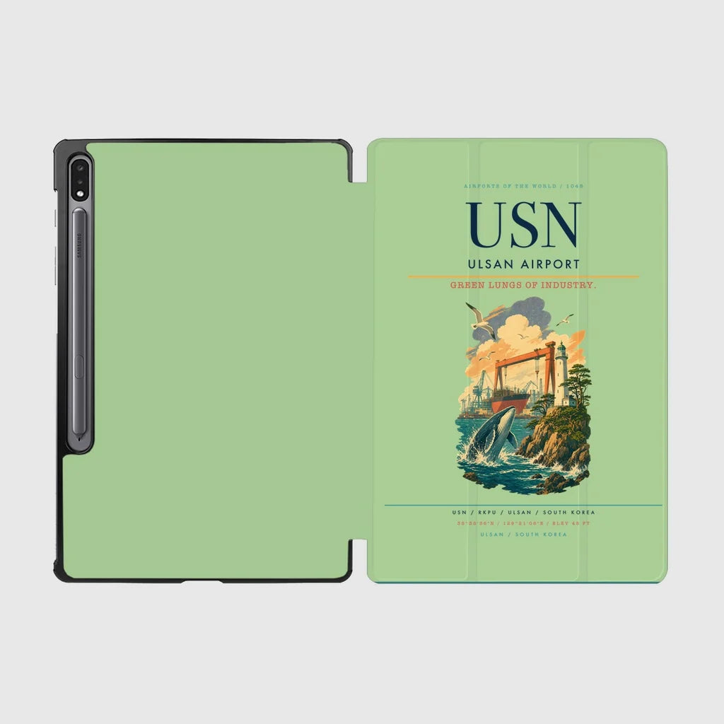Ulsan Airport (USN) design on light green samsung tablet tablet case