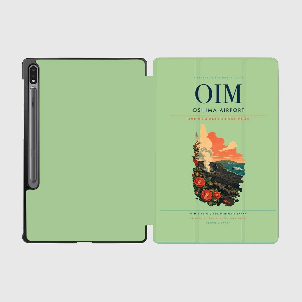 Oshima Airport (OIM) design on light green samsung tablet tablet case