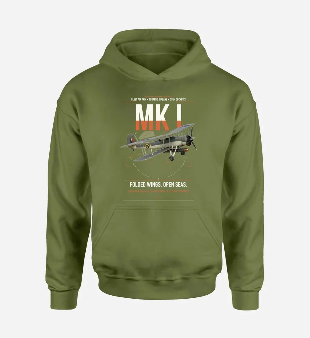 Fairey Swordfish Mk I design on green army double-side hoodie, single-side print