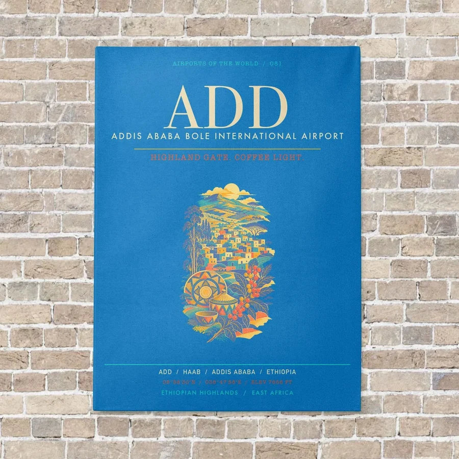 Addis Ababa Bole International Airport ADD - Canvas Framed - Turquoise
