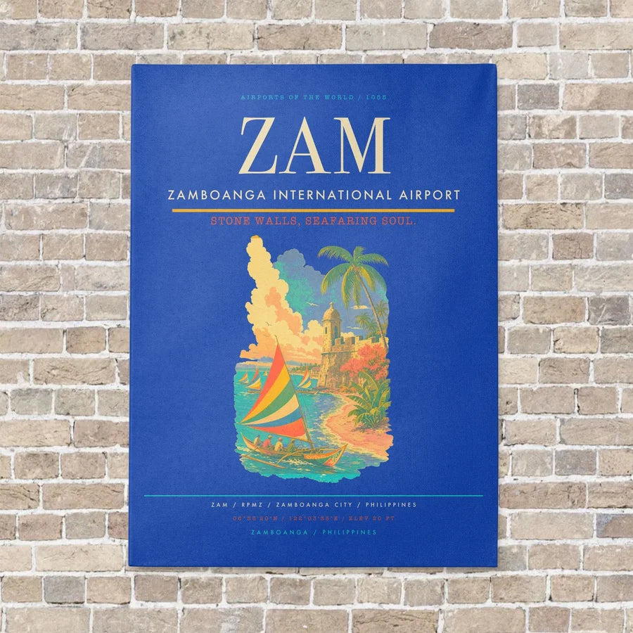 Zamboanga International Airport ZAM vertical canvas print - no frame - blue background