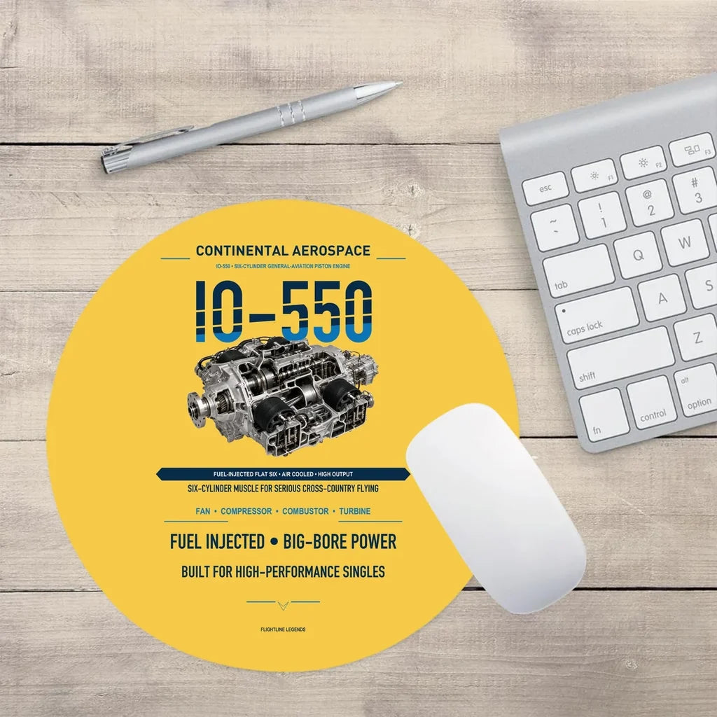 IO-550 design on yellow round mouse pad