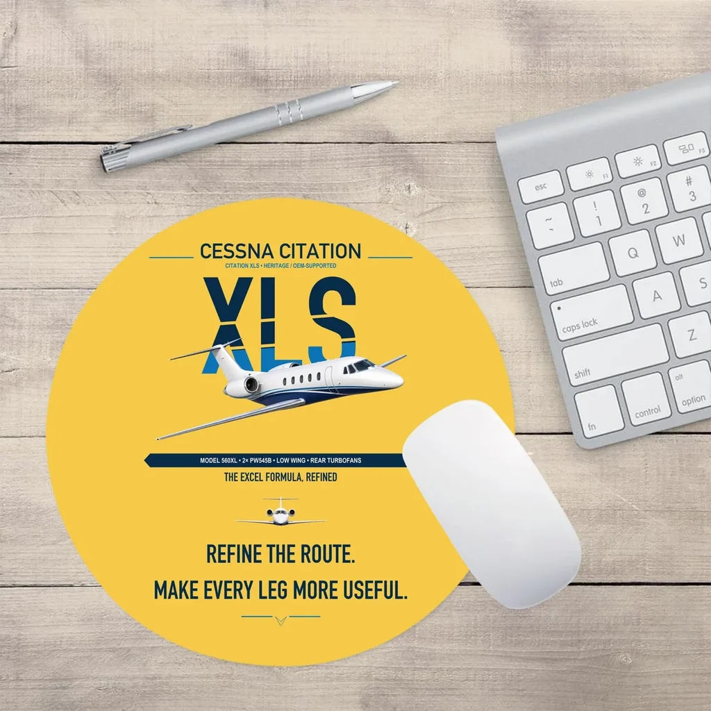 Cessna Citation XLS design on yellow round mouse pad