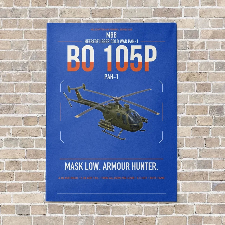 MBB BO 105P PAH-1 vertical canvas print - no frame - blue background