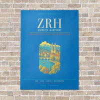 Thumbnail for Zurich Airport ZRH - Canvas Framed - Turquoise