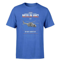 Thumbnail for Leonardo AW101 Merlin HM2 design on blue t-shirt, single-side print