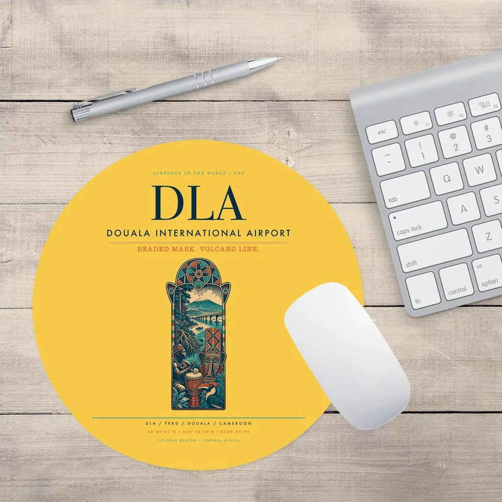 Douala International Airport (DLA) design on yellow round mouse pad
