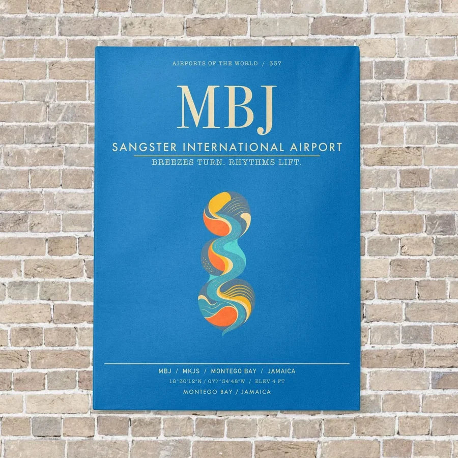 Sangster International Airport MBJ - Canvas Framed - Turquoise