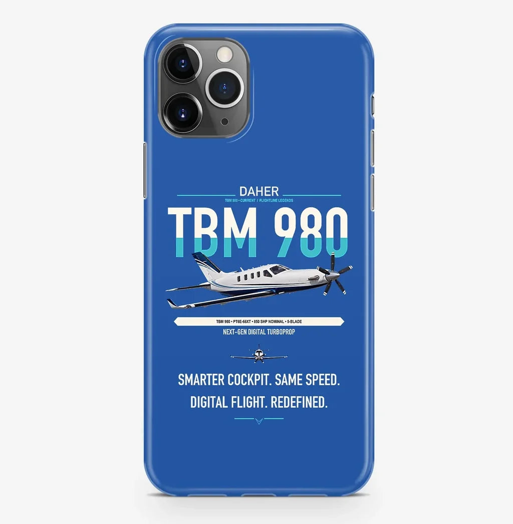 Daher TBM 980 design on blue magsafe iphone case, for iPhone Pro Max