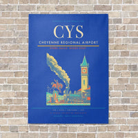 Thumbnail for Cheyenne Regional Airport CYS vertical canvas print - no frame - blue background