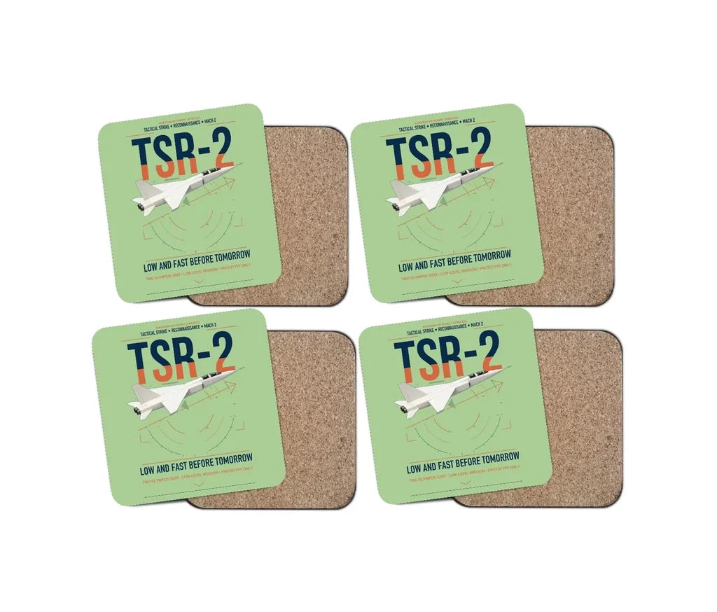 BAC TSR-2 design on light green 4 pieces set coaster