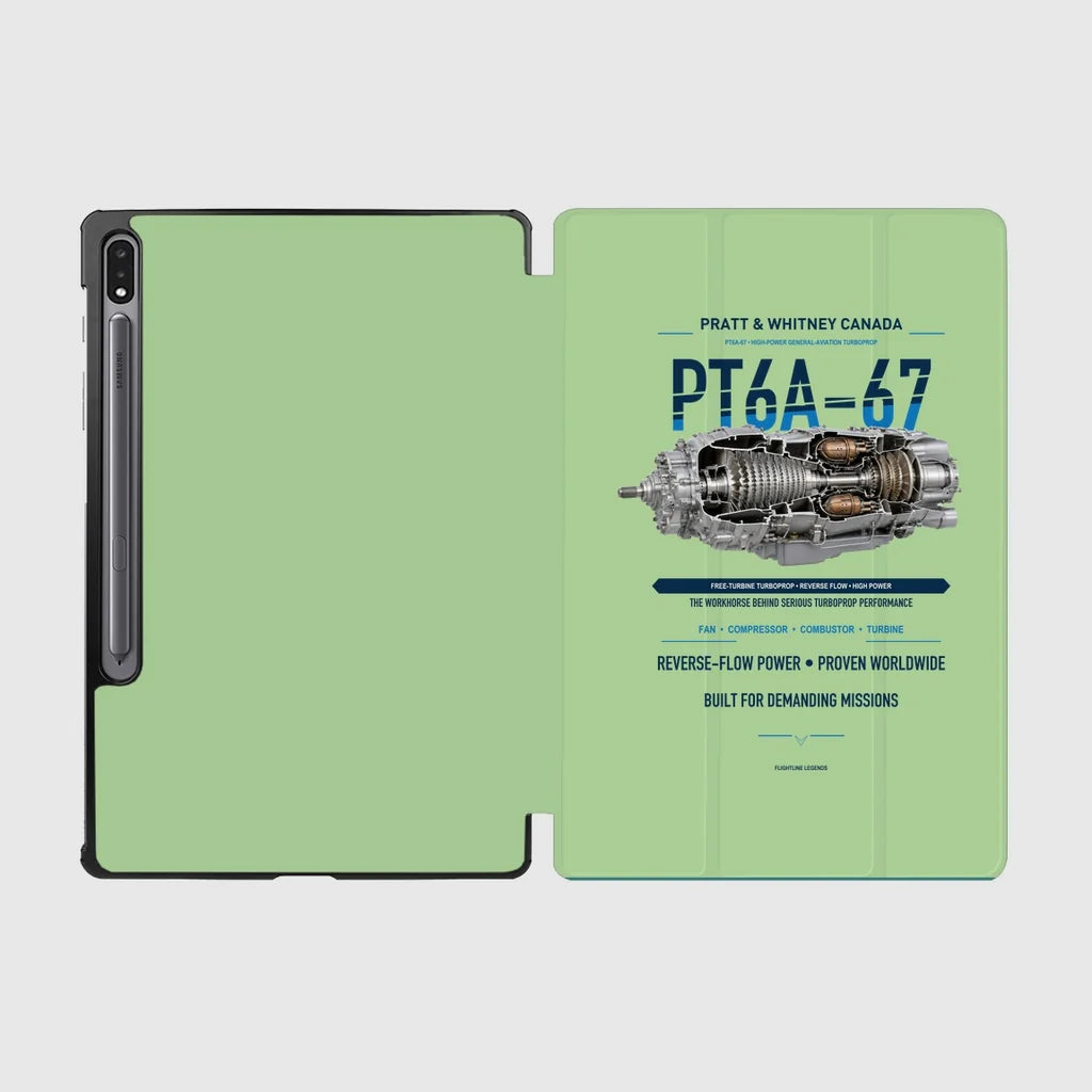 PT6A-67 design on light green samsung tablet tablet case