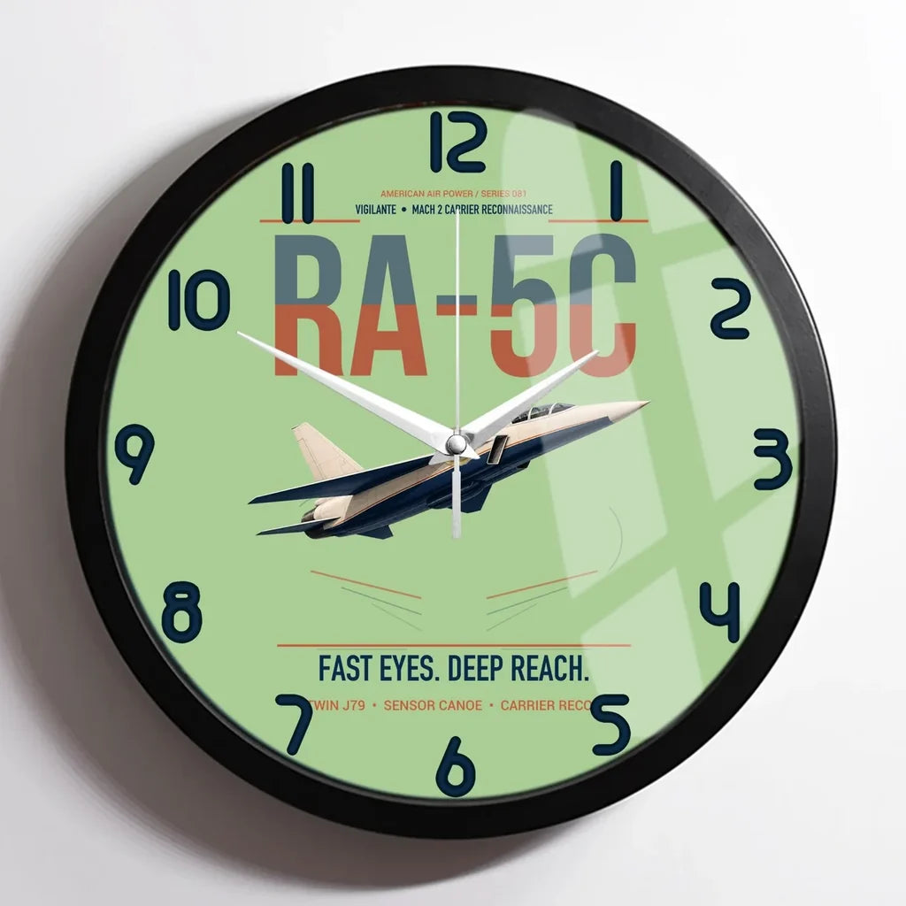 RA-5C Vigilante design on light green framed wall clock