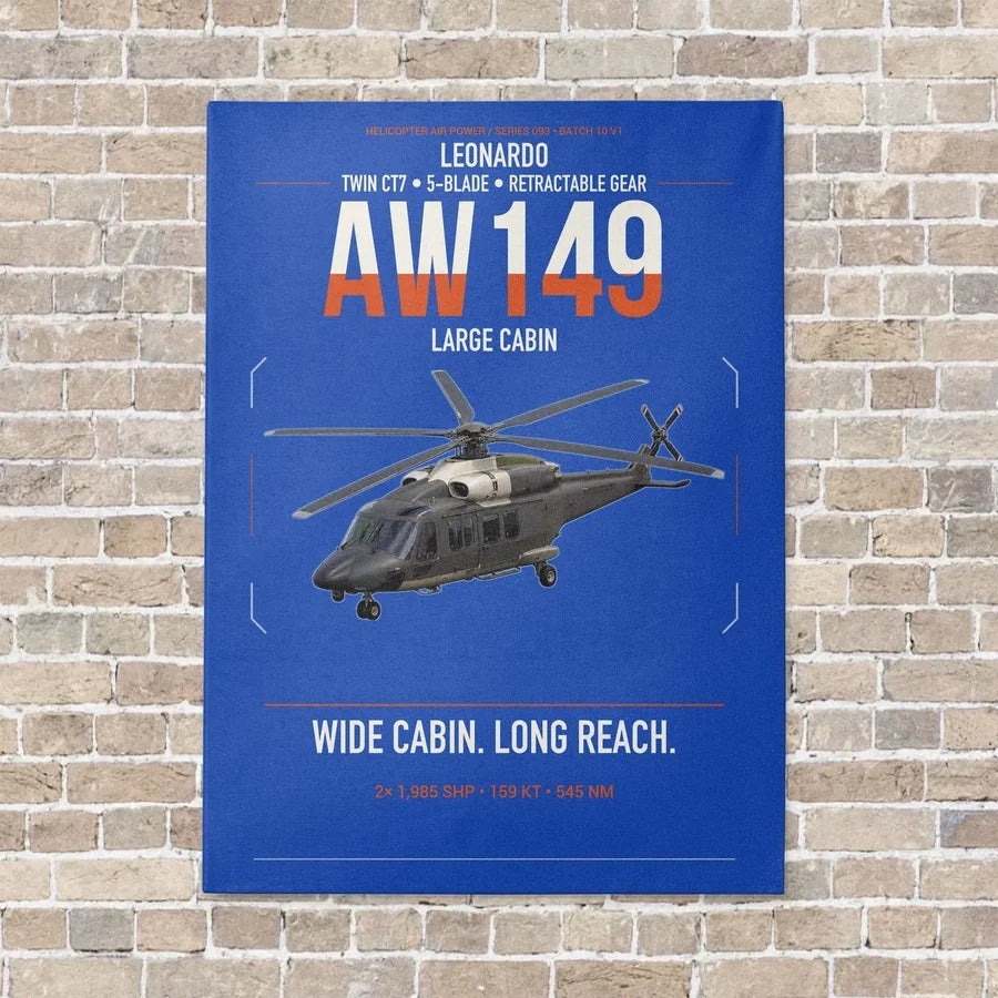 Leonardo AW149 vertical canvas print - no frame - blue background