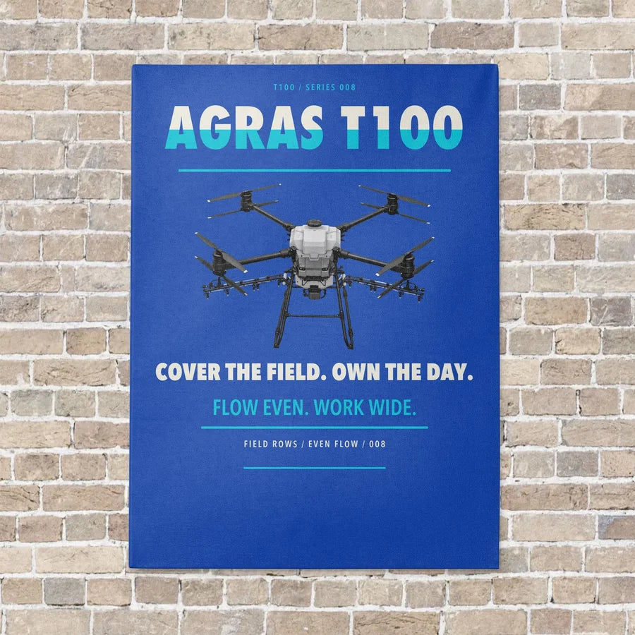 DJI Agras T100 vertical canvas print - no frame - blue background