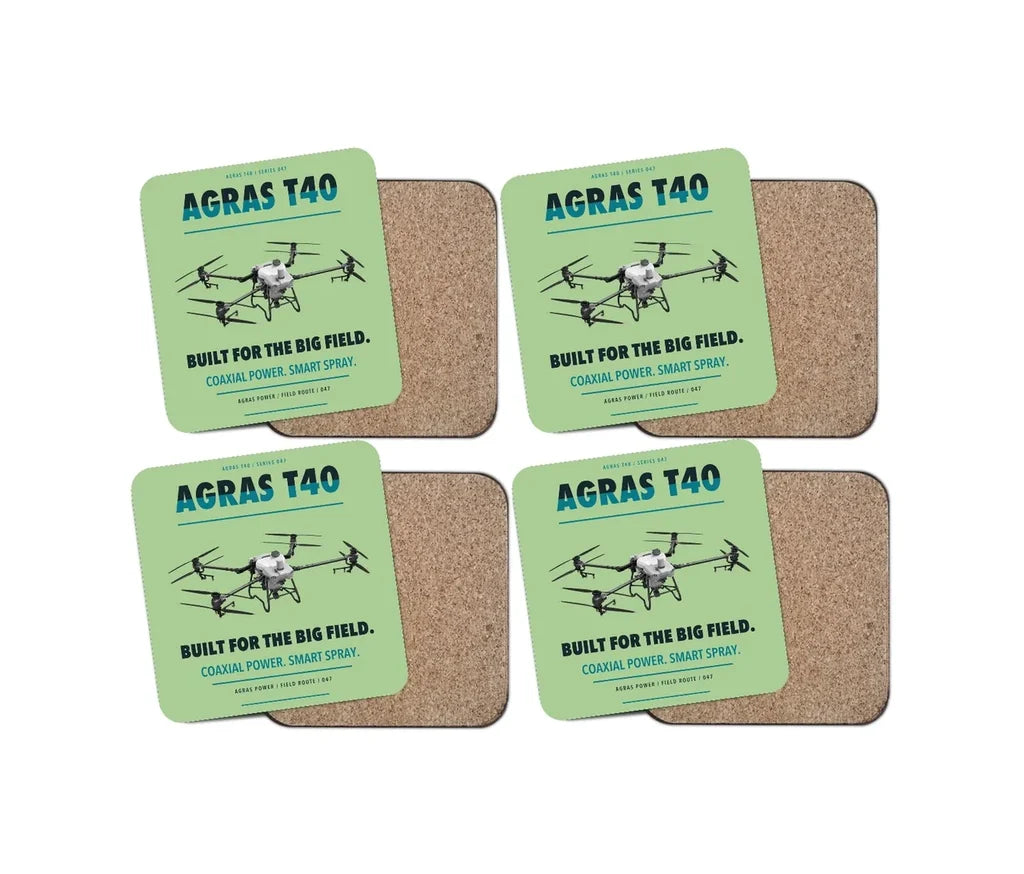 DJI Agras T40 design on light green 4 pieces set coaster
