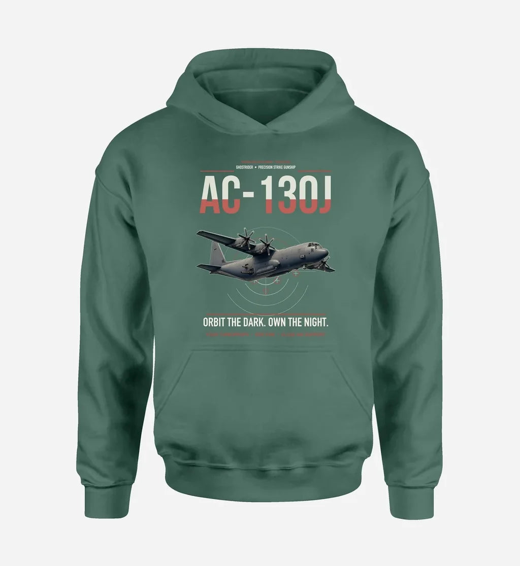 AC-130J Ghostrider design on green double-side hoodie
