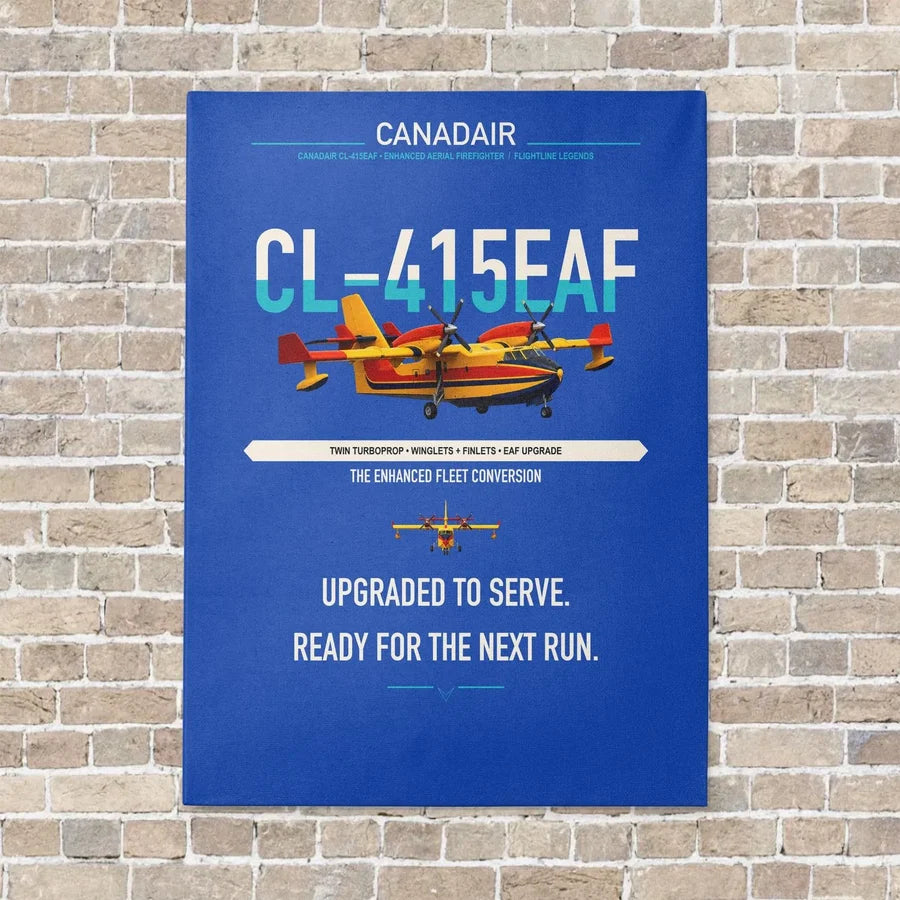 Canadair CL-415EAF vertical canvas print - no frame - blue background