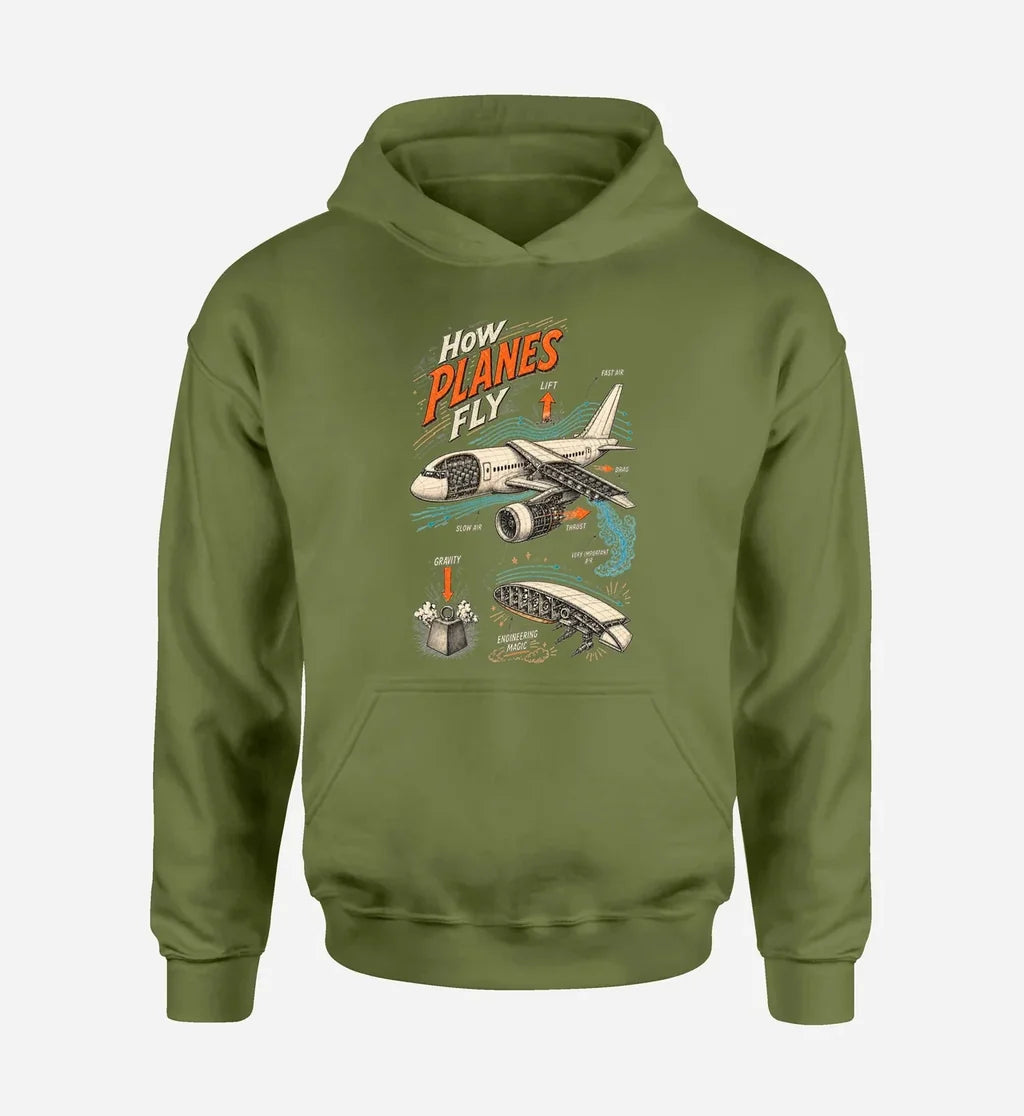 SIGNAL 616 - How Planes Fly V2 design on green army hoodie single side