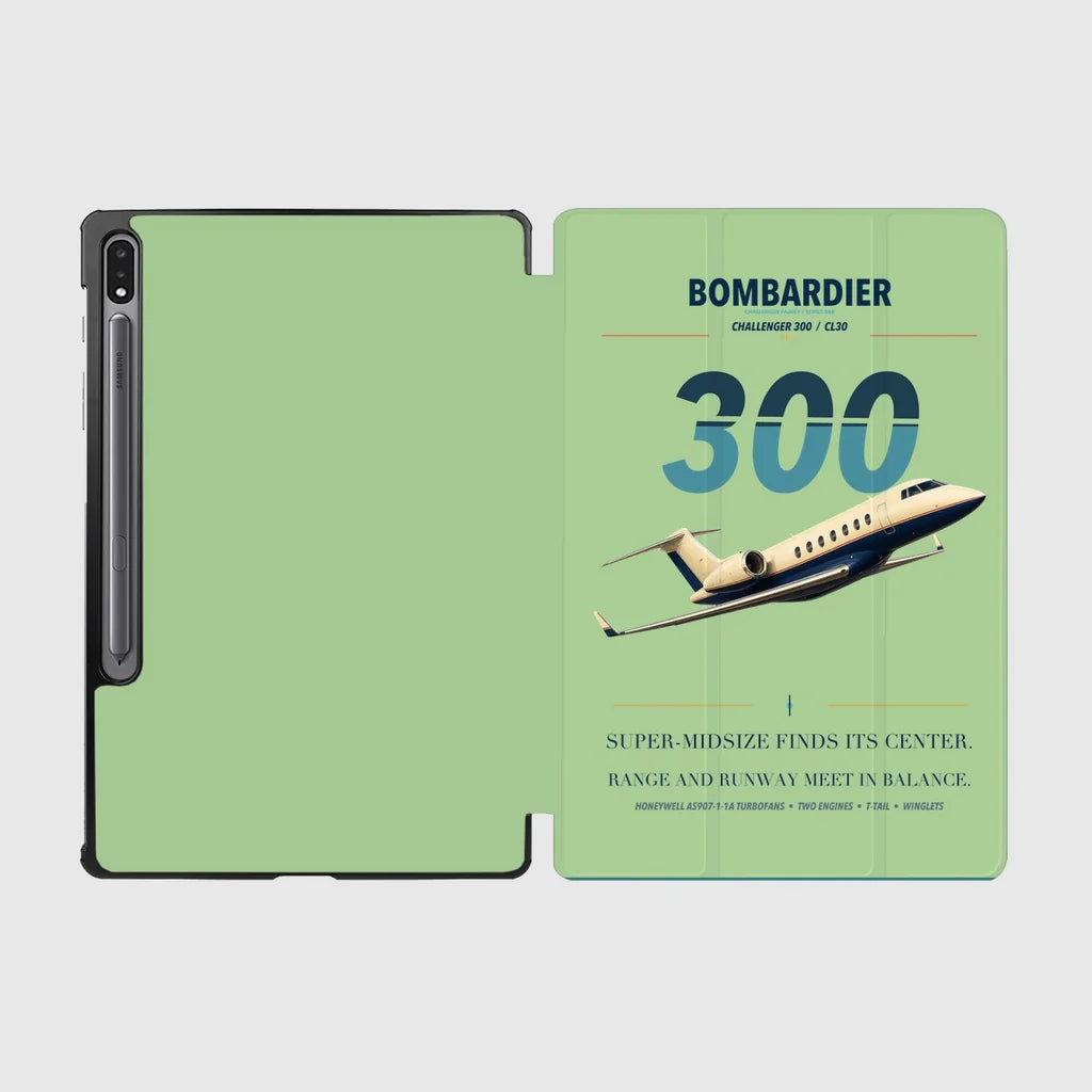 Bombardier Challenger 300 design on light green samsung tablet tablet case