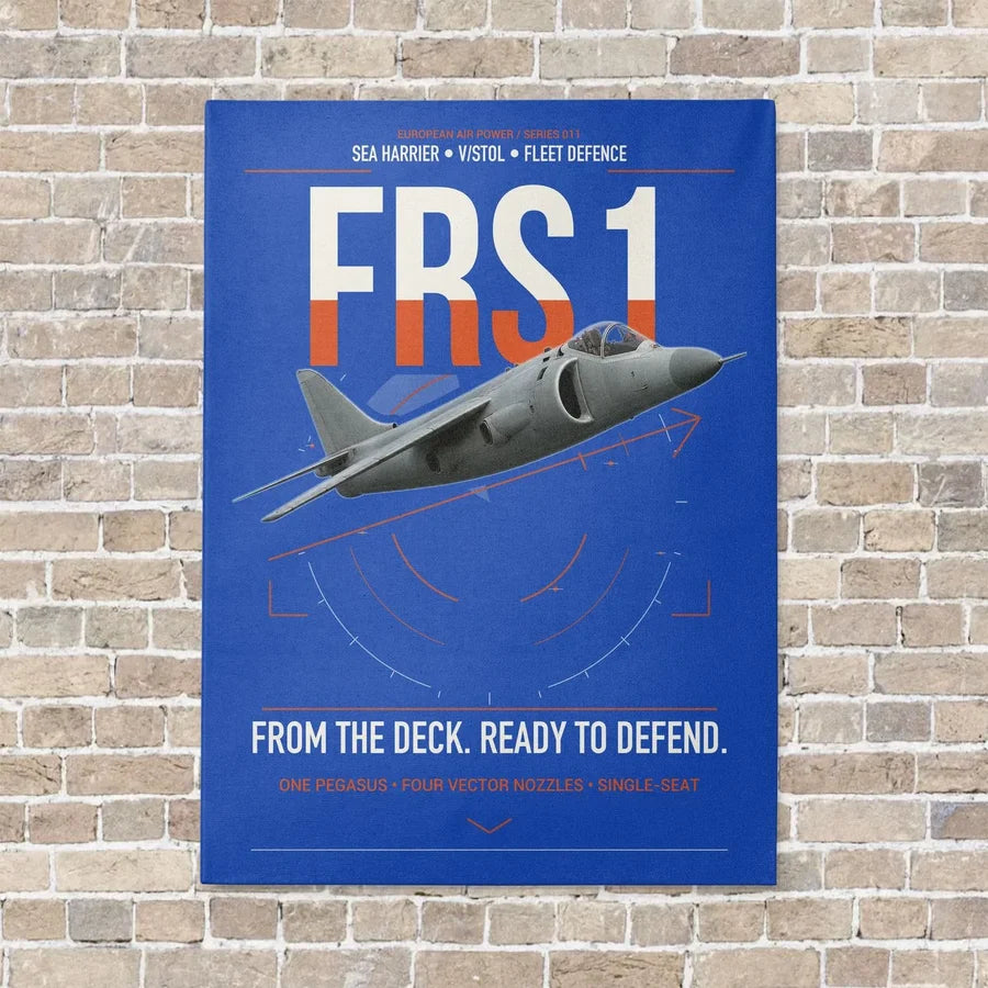 British Aerospace Sea Harrier FRS.1 vertical canvas print - no frame - blue background