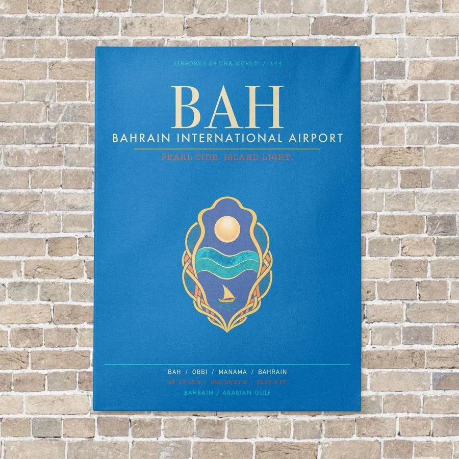 Bahrain International Airport BAH - Canvas Framed - Turquoise