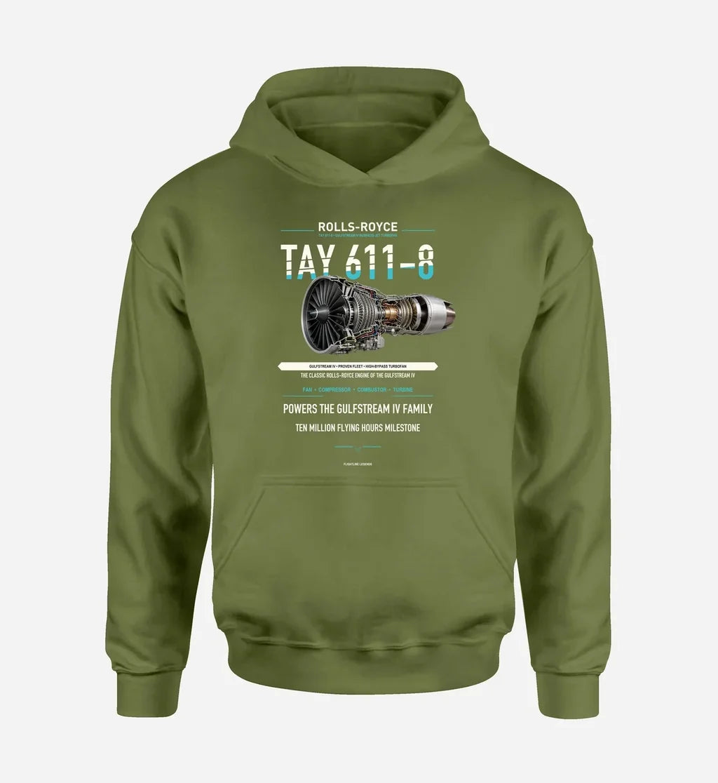 TAY 611-8 design on green army hoodie single side