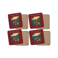 Thumbnail for The Jungle Airstrip - Designed Coasters design on dark red 4-pieces-set