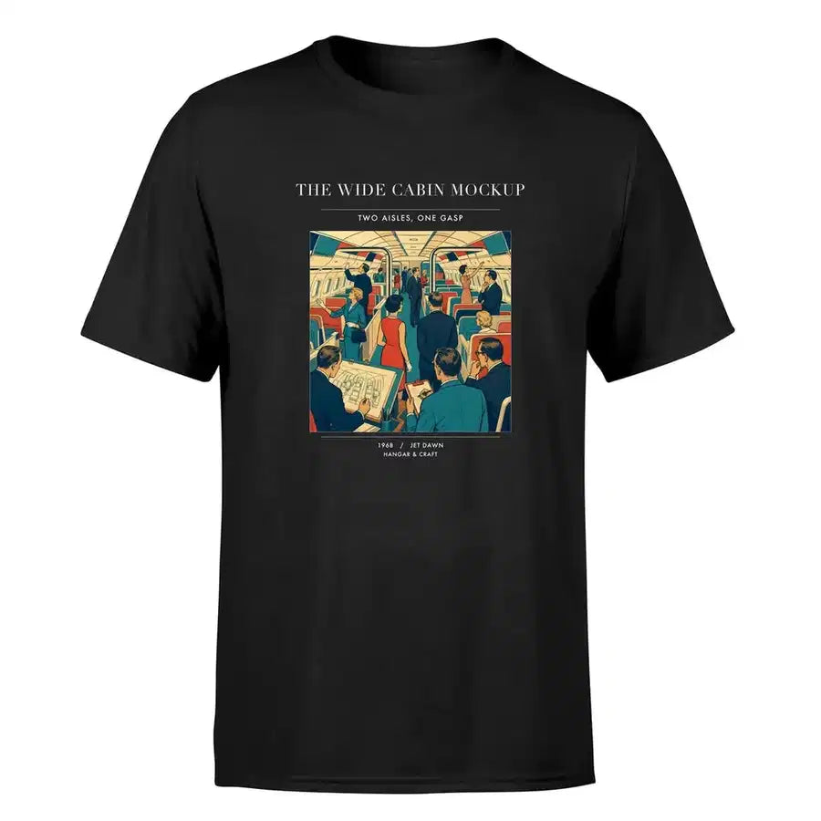 VINTAGE G4467 - The Wide Cabin Mockup - Premium T-Shirt design on black premium t shirt