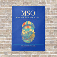 Thumbnail for Missoula Montana Airport MSO vertical canvas print - no frame - blue background
