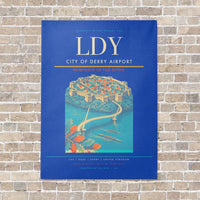 Thumbnail for City of Derry Airport LDY vertical canvas print - no frame - blue background