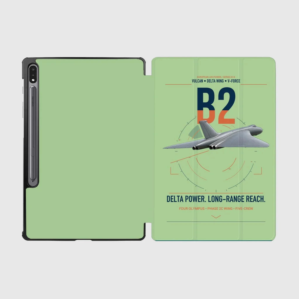 Avro Vulcan B2 design on light green samsung tablet tablet case