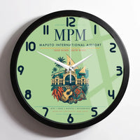 Thumbnail for Maputo International Airport (MPM) design on light green framed wall clock
