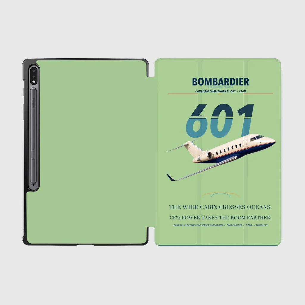 Bombardier Challenger 601 design on light green samsung tablet tablet case