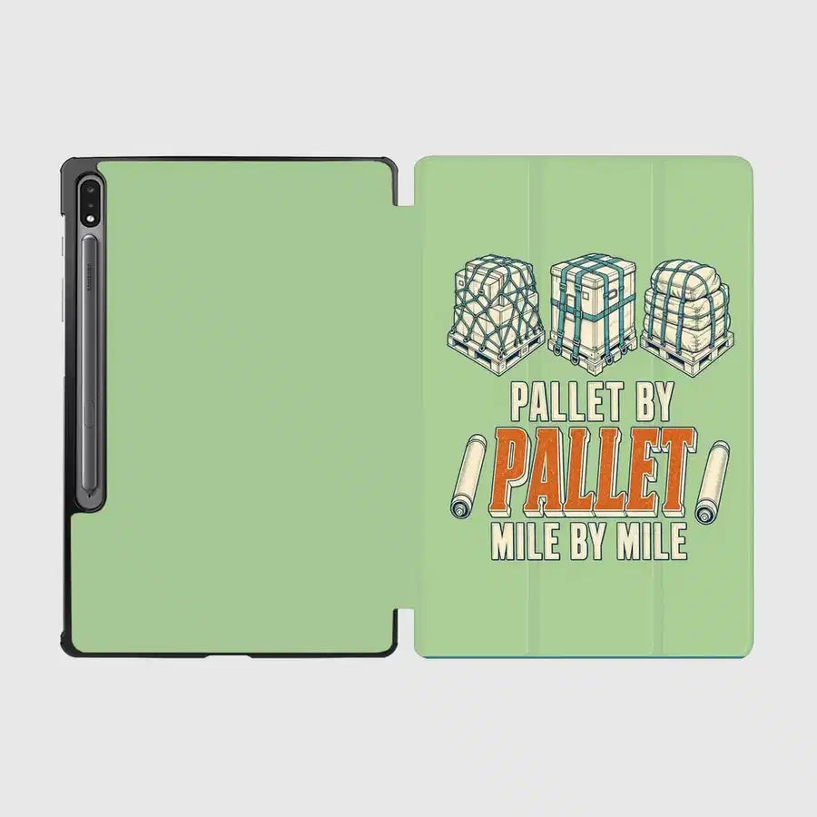 Pallet By Pallet Mile By Mile design on light green samsung tablet tablet case