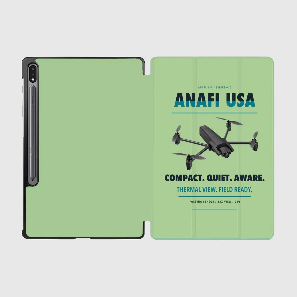 Parrot ANAFI USA design on light green samsung tablet tablet case
