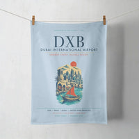 Thumbnail for Dubai International Airport (DXB) design on light blue towel